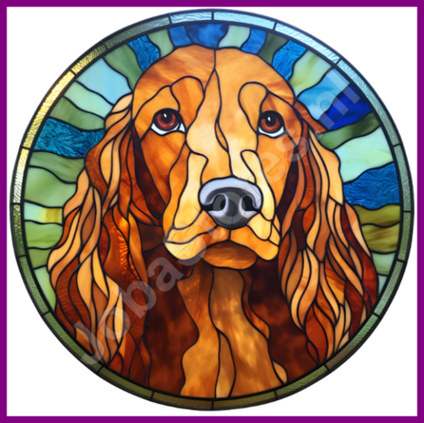 Diamond Painting Glas in lood Hond - Ierse Setter