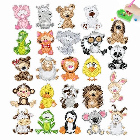 Diamond Painting Sticker set Dieren (25 stuks)