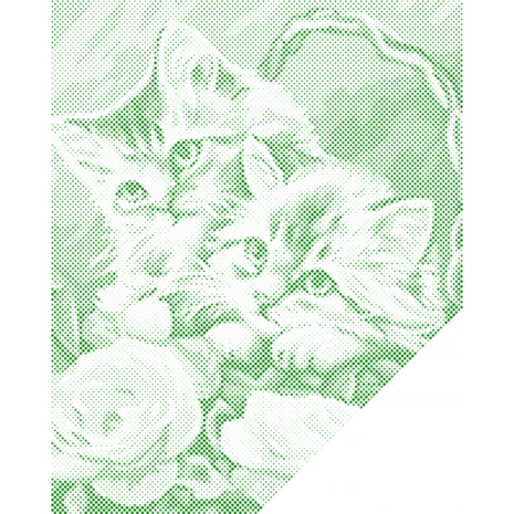 HappyDots DOT Painting Kittens in mand 30x40cm - Stippelschilderij Groen