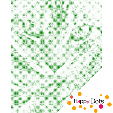 HappyDots DOT Painting Schattig katje 30x40cm - Stippelschilderij Groen