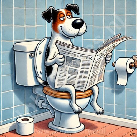 Diamond Painting Hond op toilet