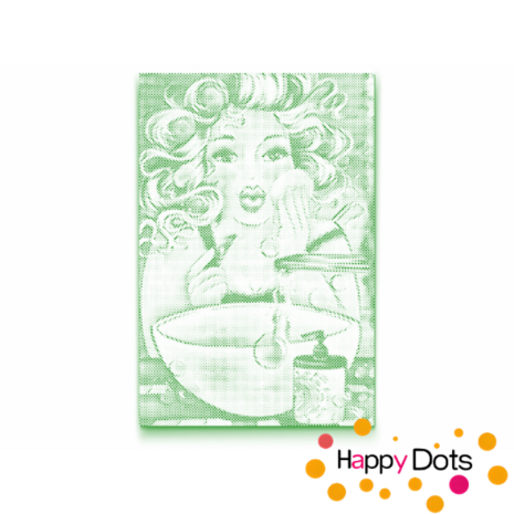 HappyDots DOT Painting Dikke Dames 09 - Make-up 40x60cm - Stippelschilderij Groen