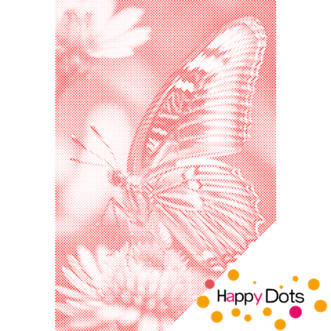 HappyDots DOT Painting Vlinder op bloem 60x80cm - Stippelschilderij Rood