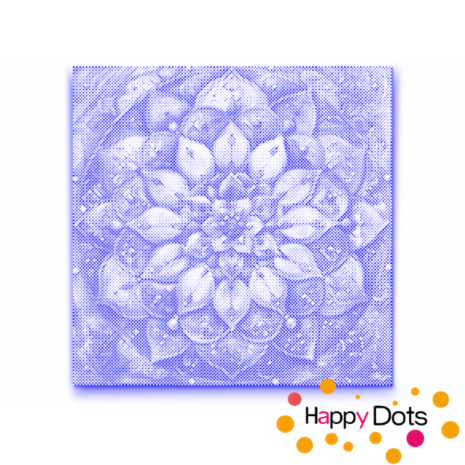 HappyDots DOT Painting Mandala bloem 50x50cm - Stippelschilderij Blauw