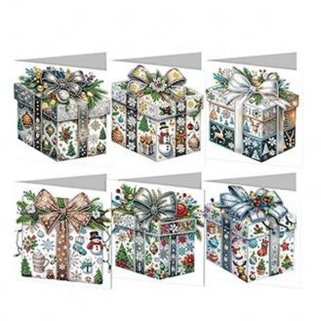 Diamond Painting Kerstkaarten set 17 (6 stuks)