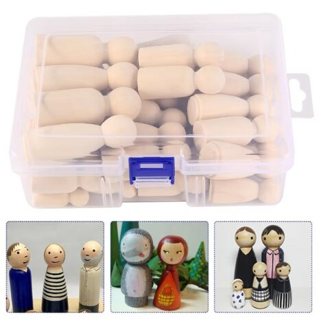 Peg Dolls 50 stuks in bewaarkoffer