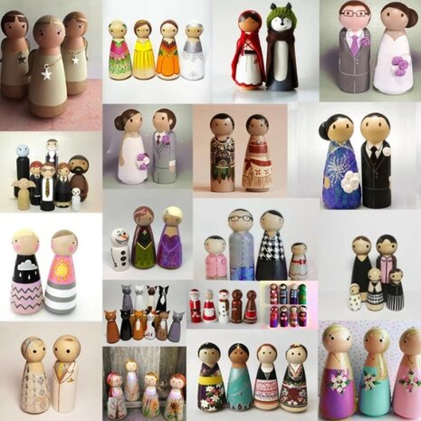 Peg Dolls Sneeuwpop 5 stuks