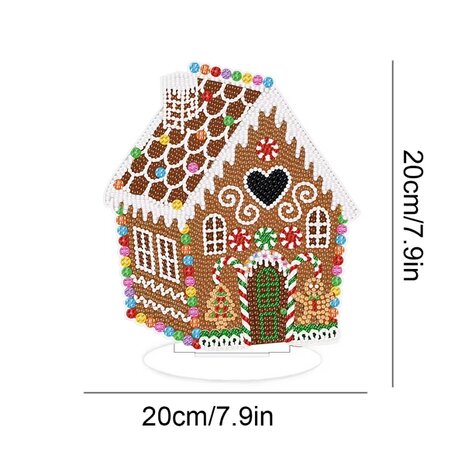 Diamond Painting Staand Kerst Ornament Gingerbread huisje (20cm)