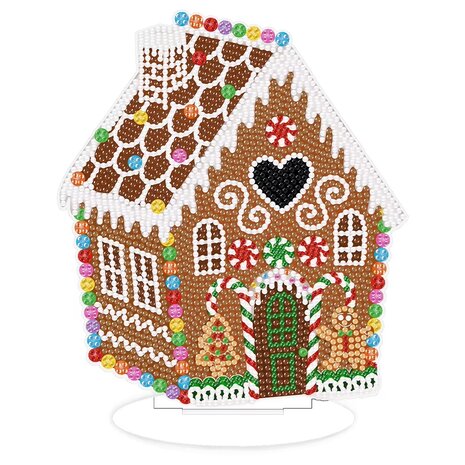 Diamond Painting Staand Kerst Ornament Gingerbread huisje (20cm)