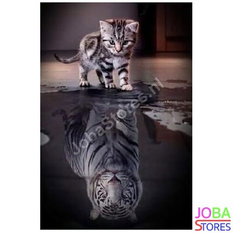 Verplicht Groene bonen Aas Diamond Painting "JobaStores®" Kitten-Tijger 30x40cm - Shop nu - JobaStores